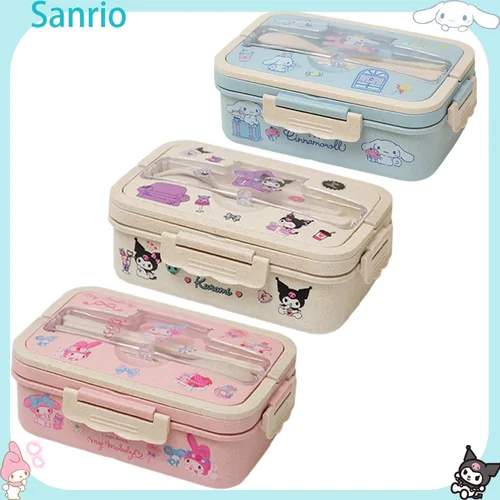 MINISO-Kuromi-Lunch-Box-Cinnamoroll-My-Melody-Student-Compartmentalised-Eco-friendly-Bento-Box-Tableware-Food-Storage.jpg_500x500xz.jpg_ MINISO Kuromi Lunch Box Cinnamoroll My Melody Student Compartmentalised - Image 1