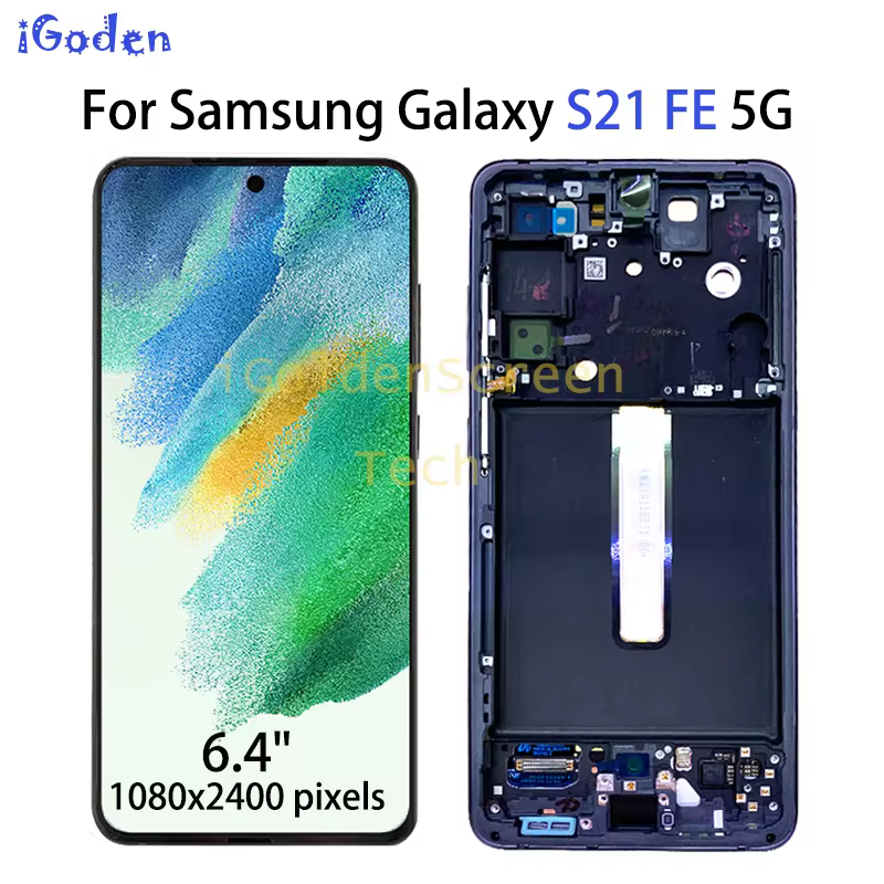 Sd020df48171a4f039eee4e32850ca9a7H Original S21FE LCD For Samsung S21 FE 5G Display Touch Screen With Frame 6.4" SM-G990B G990U G990B/DS LCD Display Screen Parts
