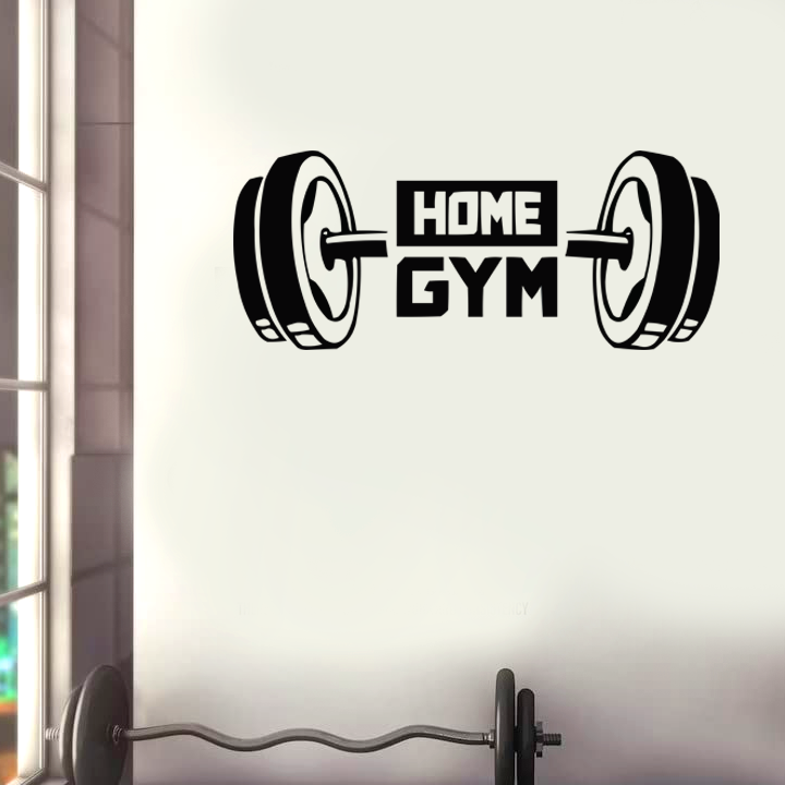 223d1390dcd812520e6deb33c7468441 Fitness Home Gym Decor Wall Sticker Dumbbell Black Art Sticker - Image 1
