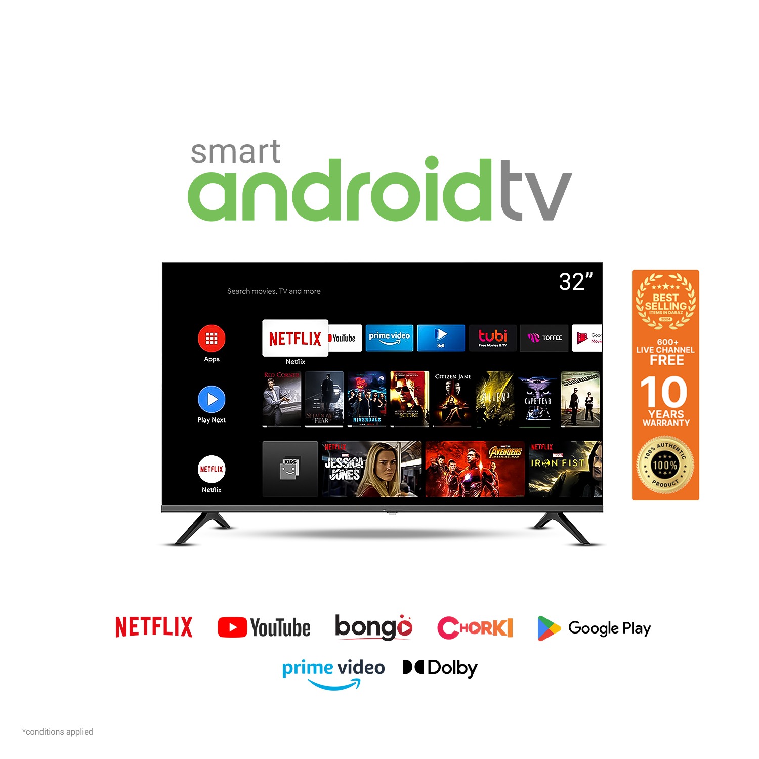 478f4beca0c4707421b0a6844a0696c1 LG Plus 32 Smart TV 4K Support FHD Frameless Android Smart LED TV - Image 1