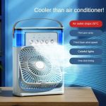 Air Conditioner Cooling Fan With 5 Sprays 7 Color Light Portable Fan Air Cooler Kipas Mini Fan Air Humidifier By Audio Plus