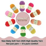 Baby Soft Milk Cotton Wool Yarn for Crocheting -1pcs 50 grams Per Pack | Milk Cotton Yarn for Making Bags, Crafts, Amigurumi, Baby Clothing, Sweaters, Table Mats, Decors, Scarfs, Shawls, Dolls, and more