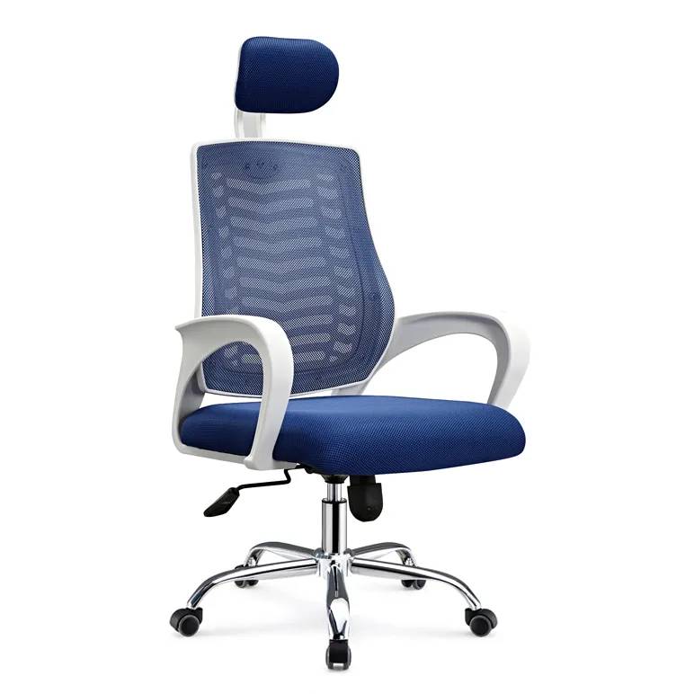 FF-EC-07ss ( white&blue) Smart Office Manager chair with Headrest (V-Mesh)