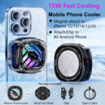 Mobile Phone Cooler Magnetic RGB Gaming Cooler Radiator 15W High - Image 2