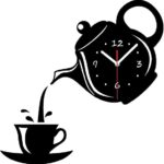 Ketly Design Teapot Decoration Wall Clock wooden Wall Decoration Clock