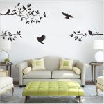 Removable self adhesive tree branch birdcage wall art home decor