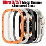 Screen Protector Apple Watch Ultra 49mm Case Accessories Metal Cover Frame+Tempered Glass iWatch Ultra 3 49mm Bezel Ring Bangladesh (New)