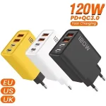120W PD USB Charger Fast Charging Type C Mobile Phone Adapter iPhone Samsung Quick Charge 3.0 EU Plug Wall Charger Bangladesh (New)