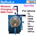 1pcs Wireless Charging Coil With Power Volume Flash Flex Cable For iPhone 17 Air 16 Pro Max 15 Plus Wireless Charger Panel