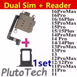 1set Dual Sim Card Reader Connector Flex Cable For iPhone 16 15 13 12 11 14 Pro Max XR Tray Slot Holder Adapter Replacement