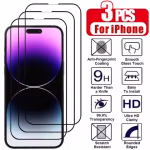 3 Pieces Tempered Glass for iPhone 18 17 16 15 14 13 12 11 Pro Max Screen Protector for iPhone 17E 16E 12 13 Mini Film with Black Edge