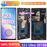 S23 Ultra Screen with Fingerprint for Samsung Galaxy S23 Ultra S918B S918B/DS Lcd Display Digital Touch Screen with Frame Parts